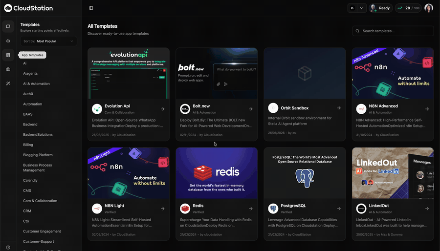 CloudStation one-click templates